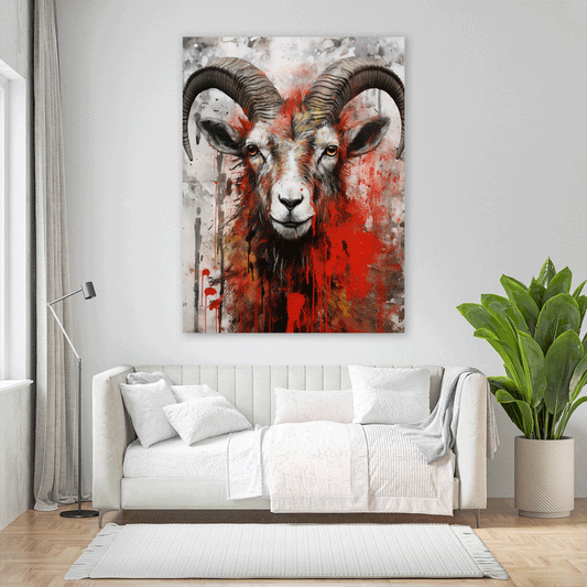 Quadro moderno capra astratta red splash