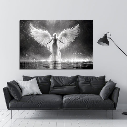 Angelo ali luce bianco nero cielo mistico arte quadro