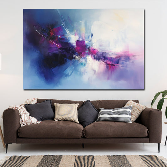 Astratto blu viola pennellate luminose quadro