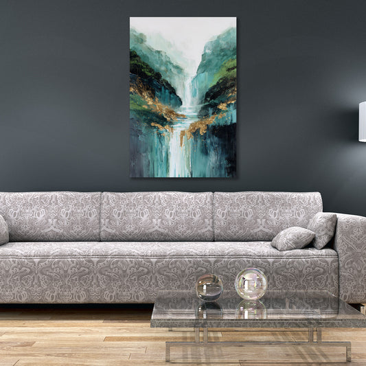 Astratto paesaggio cascata montagna fiume natura turchese quadro