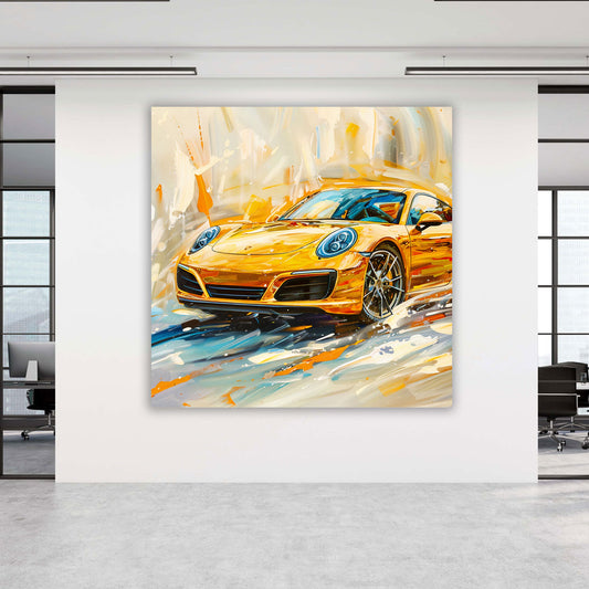 Auto sportivo giallo arte moderna velocità dinamica quadro