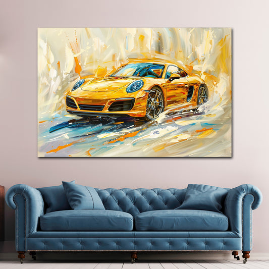 Auto sportivo giallo dipinto moderno energia velocità quadro