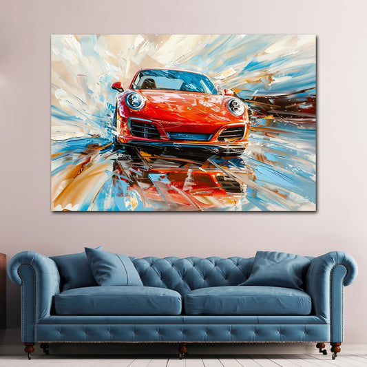 Auto 911 sportiva rosso astratta moderno quadro