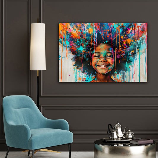 Bambino allegro astratto colorato dai toni caldi quadro