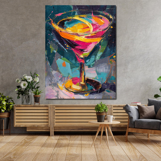 Bicchiere da cocktail pop art astratto colorato quadro