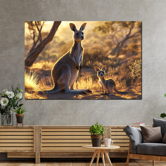 Canguro con cucciolo paesaggio australiano natura quadro