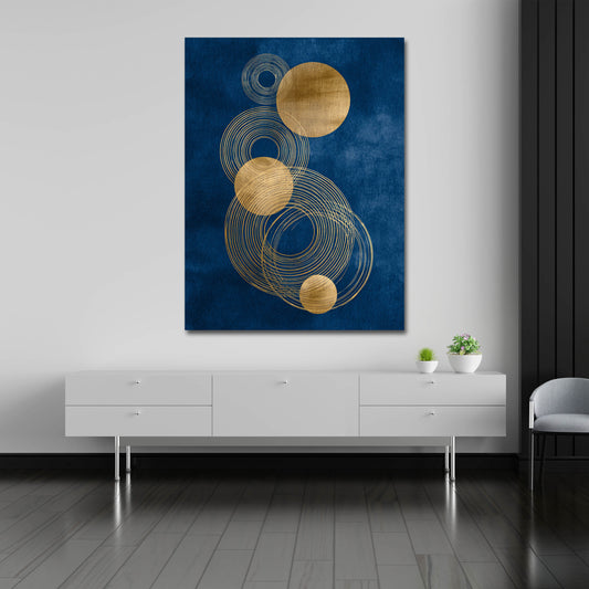 Cerchi dorati arte minimalismo geometria quadro