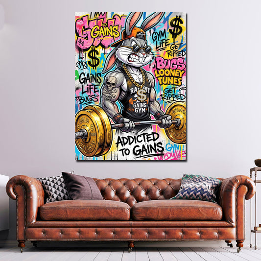 Quadro coniglio muscoloso Fitness Pop Art in camera