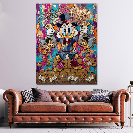 Papero ricco sui lingotti d'oro lusso Rich Life Pop Art quadro