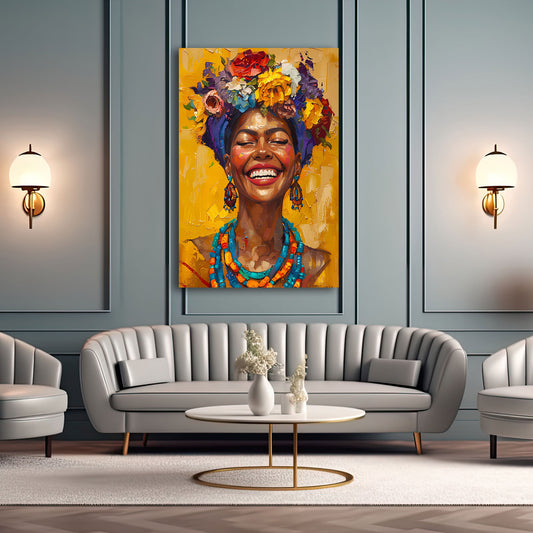Donna africana ritratto colorato sorriso quadro