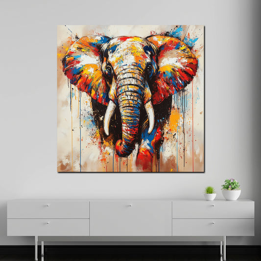 Elefante Pop Art vivace ritratto animale colorato quadro