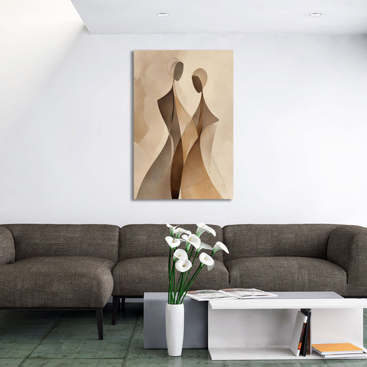 Figure minimaliste arte astratta colori terra quadro