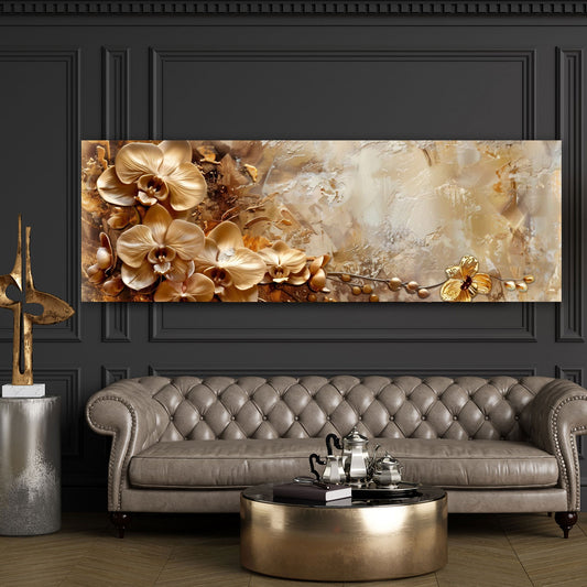 Fiori dorati astratti caldi con colori brillanti quadro