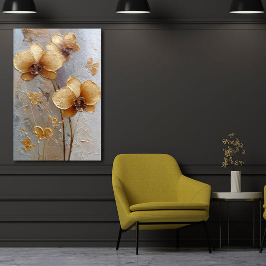 Fiori dorati dipinto dai colori vivaci e intensi quadro