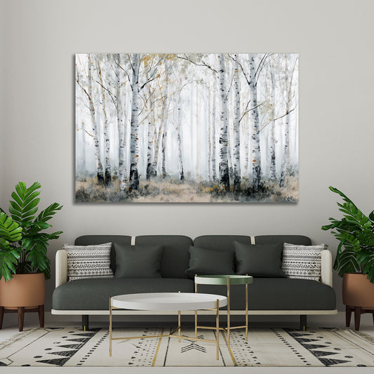 Foresta di betulle paesaggio natura alberi bianchi arte quadro