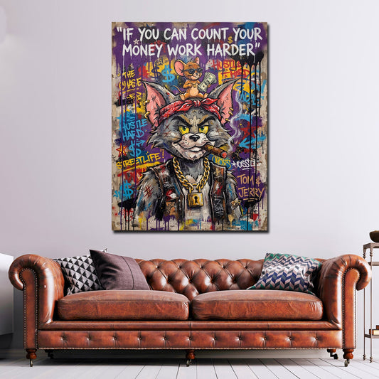 Quadro gatto gangster con topo Graffiti in soggiorno