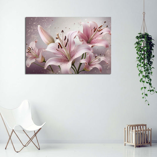 Gigli rosa fiori macro colori pastello sfondo delicato quadro