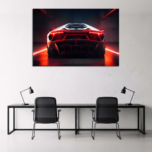 Lamborghini Aventador vista luci led rosse neon supercar quadro