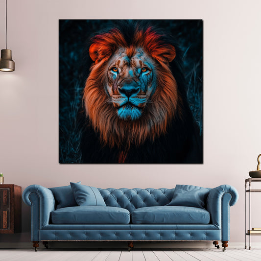 Leone ritratto animale selvaggio sguardo intenso quadro