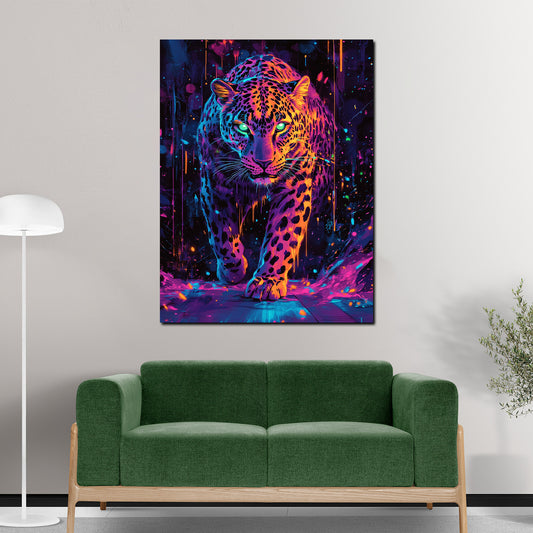 Leopardo pop art colori neon quadro