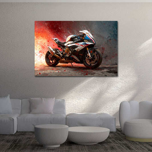 Moto sportiva in stile Pop Art dai colori vivaci Speed quadro