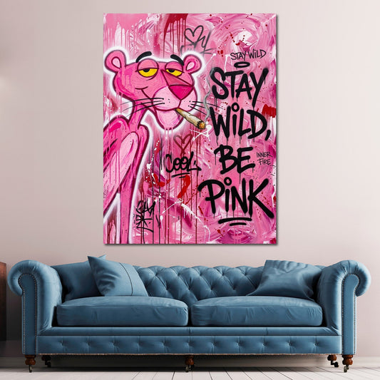 Pantera Rosa Stay Wild Pop Art Graffiti colorato quadro