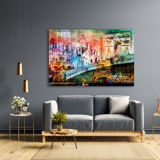 Parigi eiffel louvre notre dame quadro