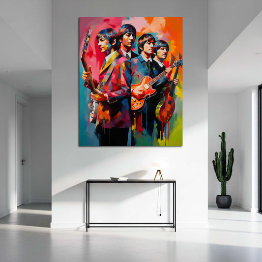 Pop Art Beatles ritratto colorato con chitarre quadro