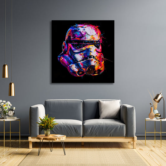 Pop Art casco futuristico colori accesi sfondo nero quadro