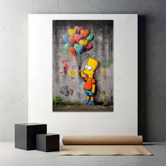 Pop Art comic bambino street art palloncini cuore colorati quadro