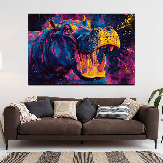 Pop art ippopotamo colori vivaci quadro