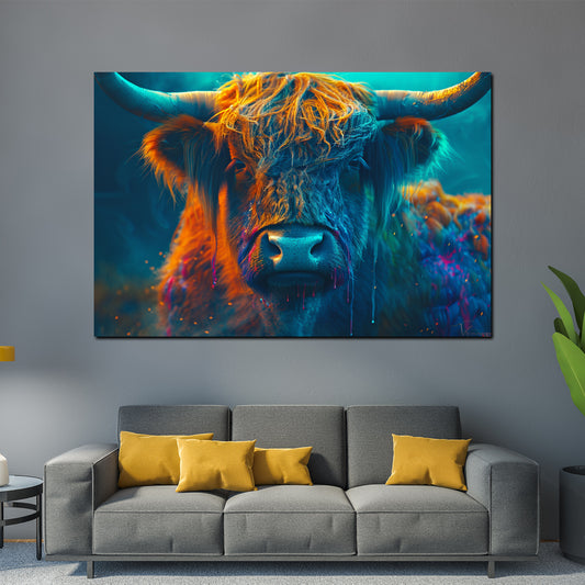 Pop Art mucca highland colori vivaci ritratto quadro