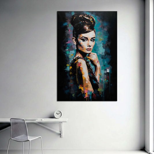 Pop Art ritratto audrey colori vivaci stile elegante quadro