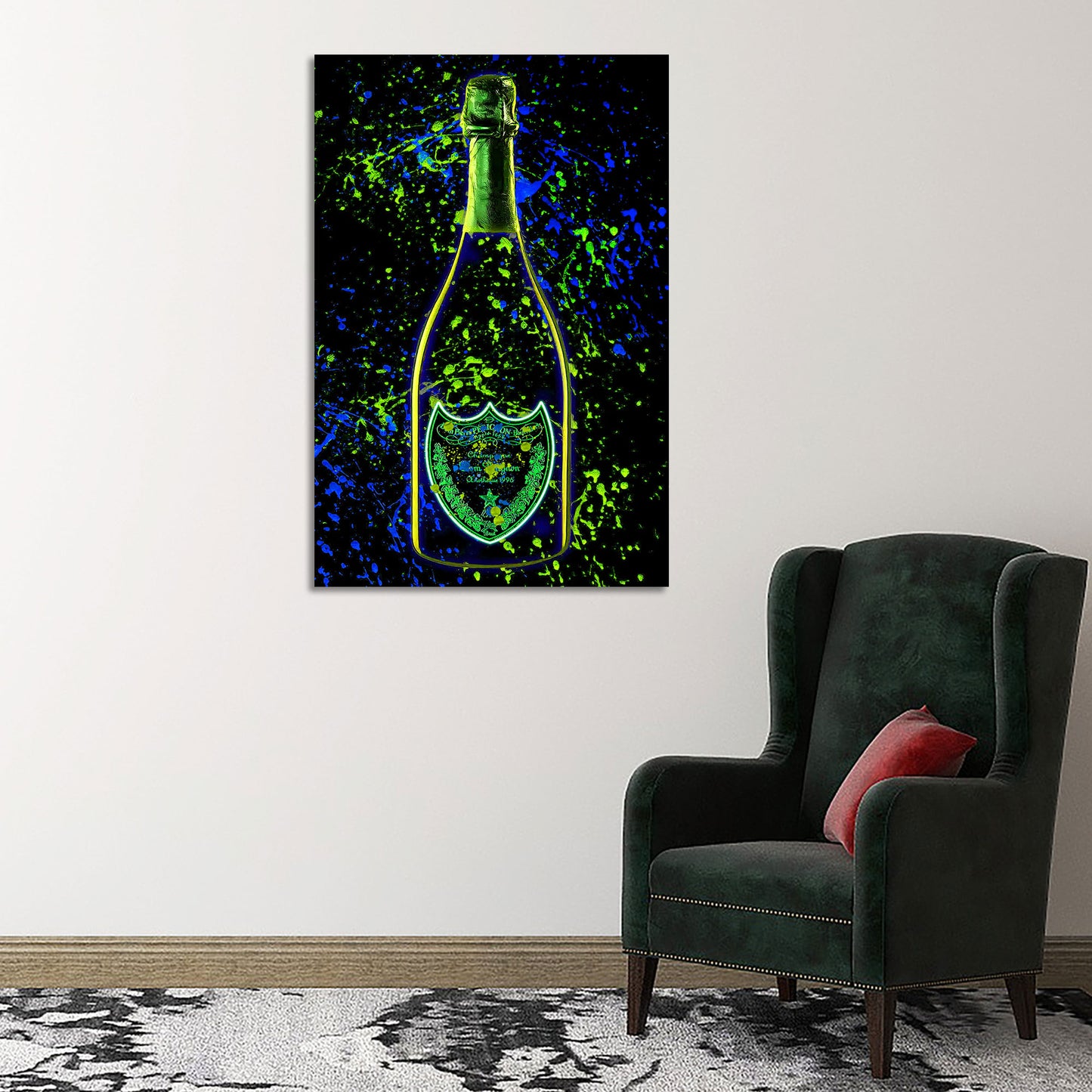 Quadro moderno bottiglia arte Pop Art Champagner