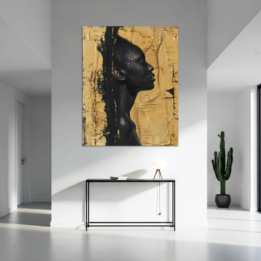Ritratto donna africana arte astratta oro nero quadro