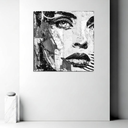 Ritratto donna arte astratta moderna bianco nero quadro