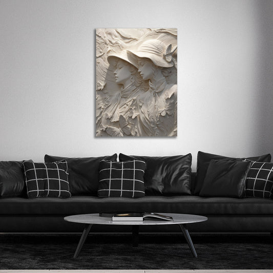 Scultura donne farfalle rilievo elegante arte quadro