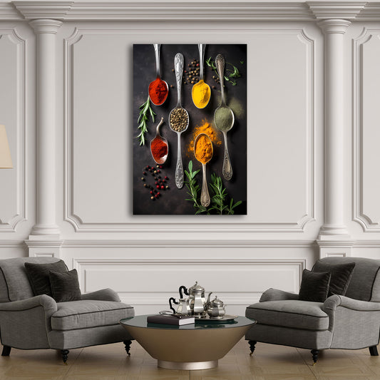 Spezie colorate cucina erbe aromatiche quadro