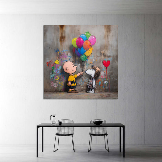 Street art comic amicizia con palloncini e graffiti quadro