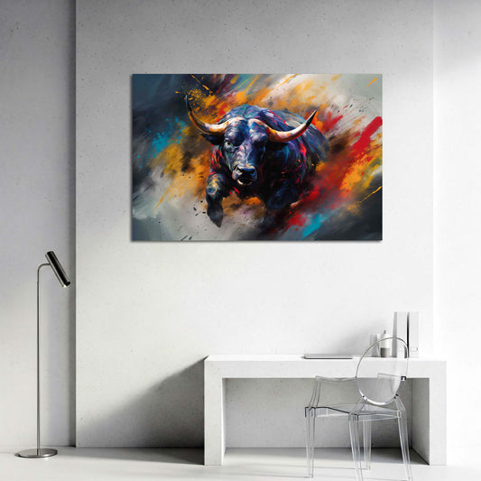Toro colorato arte pop forza e movimento quadro