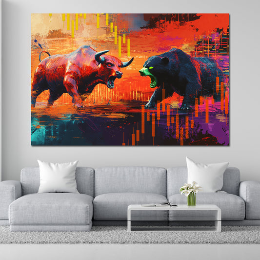 Toro orso finanza trading arte digitale quadro