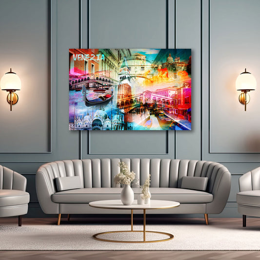Venezia Pop Art gondole ponti architettura storica quadro