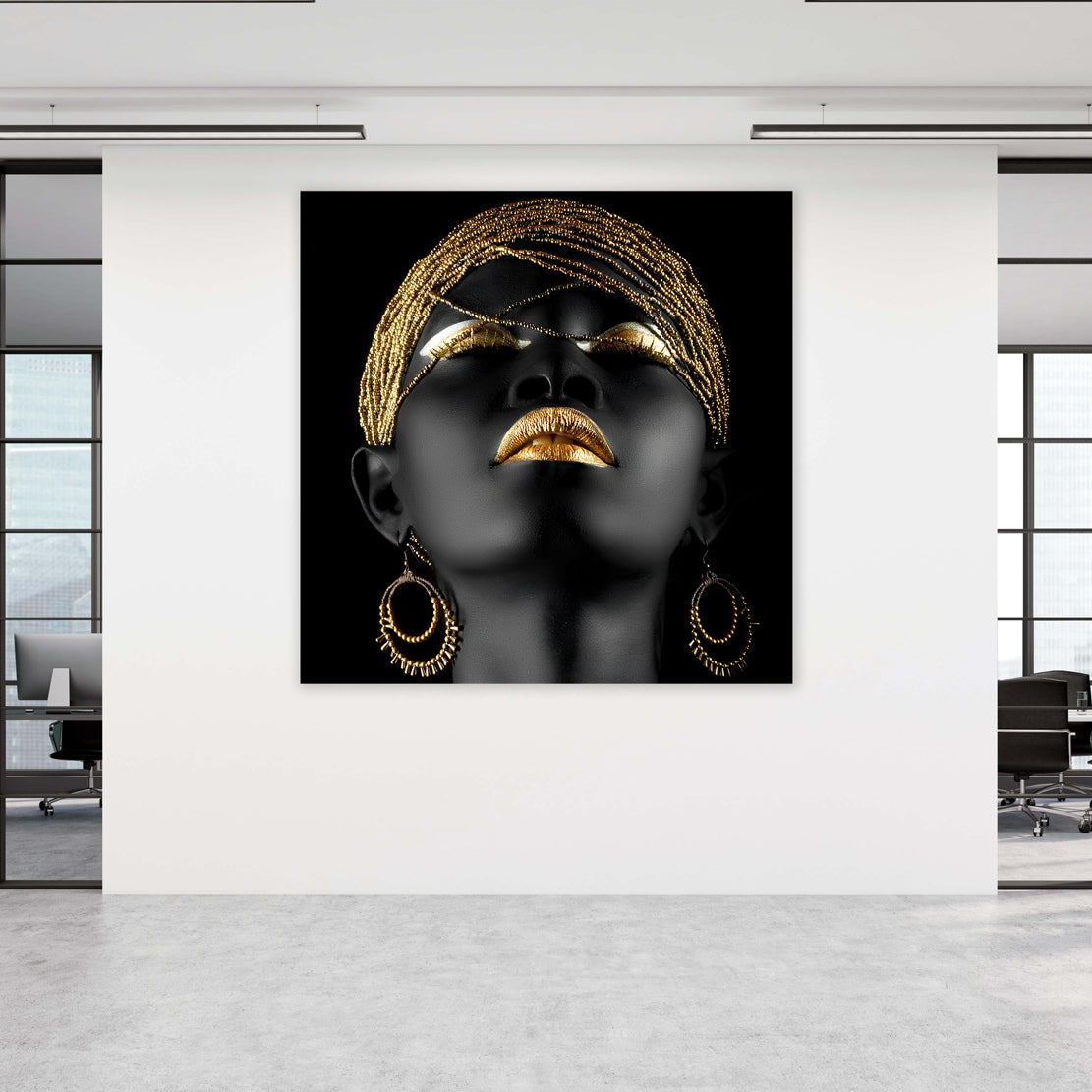 Quadro stampa su tela donna africana African Women Gold