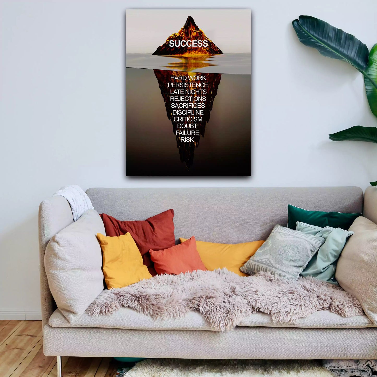 Quadro stampa su tela motivazionale montagna di ghiaccio Iceberg Brown Style
