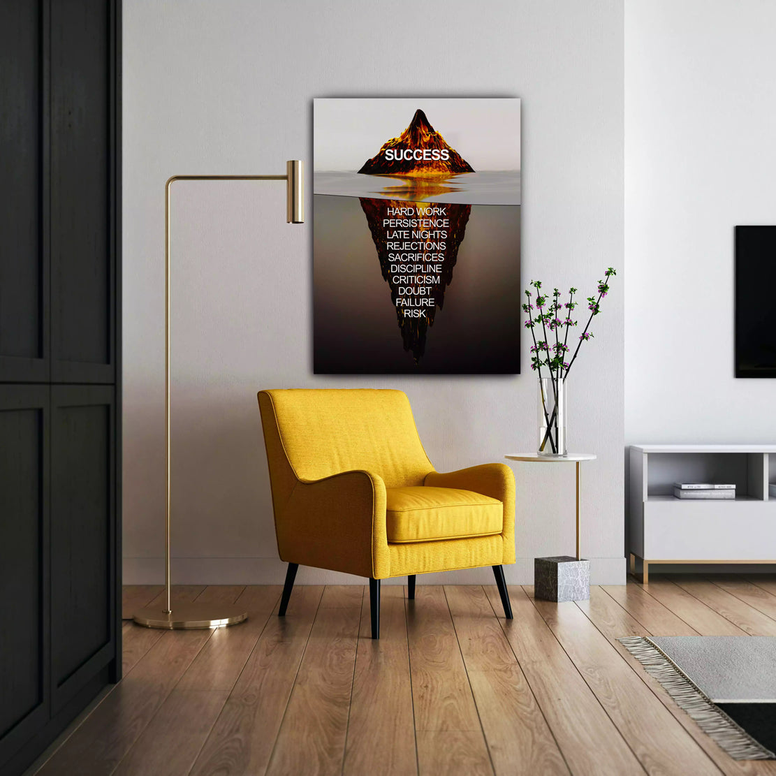 Quadro stampa su tela motivazionale montagna di ghiaccio Iceberg Brown Style