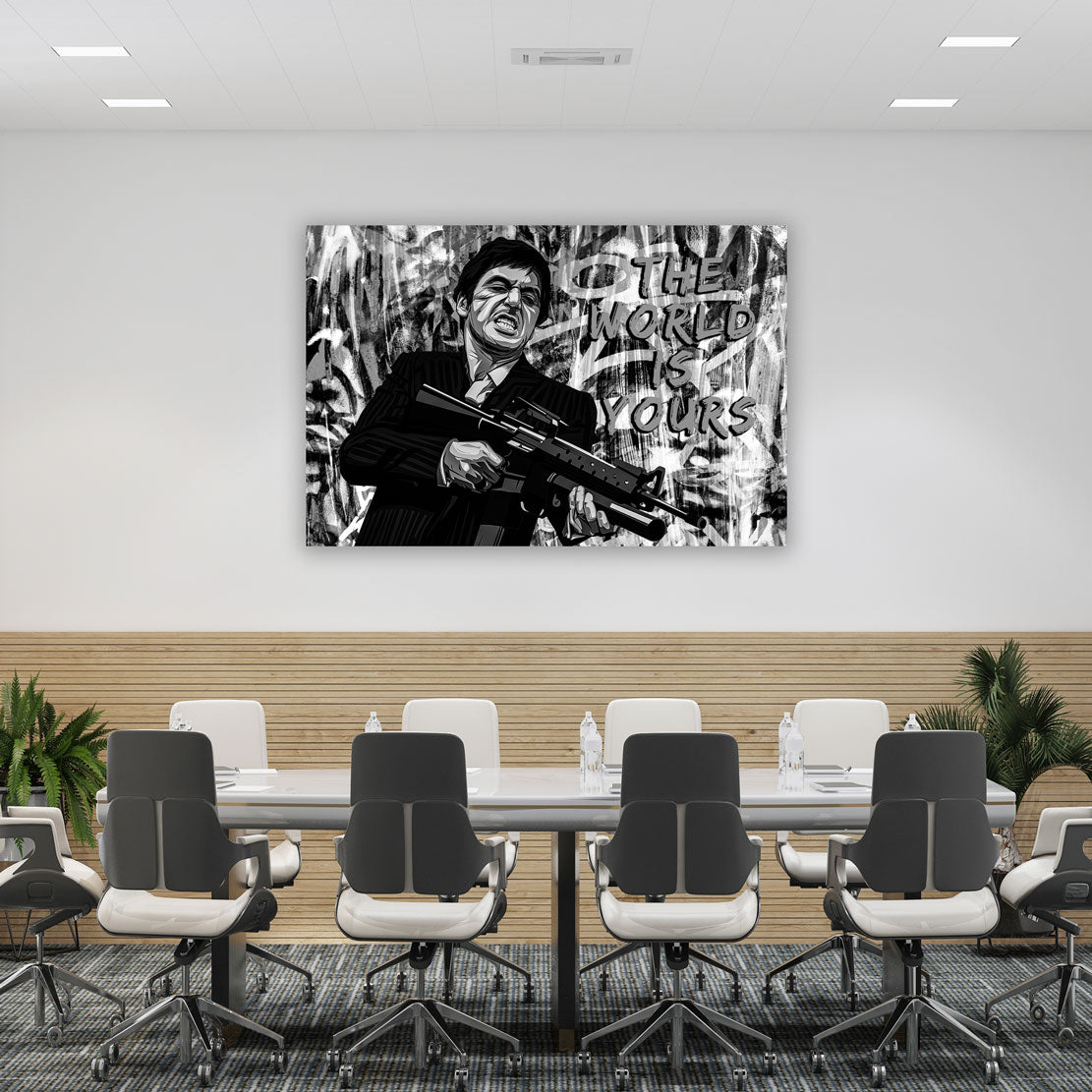 Quadro stampa su tela Scarface Pop Art bianco e nero motivazionale