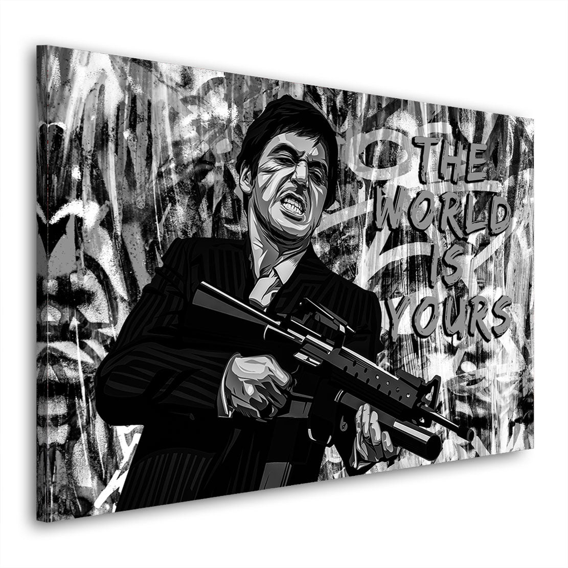 Quadro stampa su tela Scarface Pop Art bianco e nero motivazionale