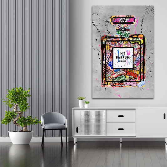 Quadro stampa su tela bottiglia profumo arte Pop Street Art