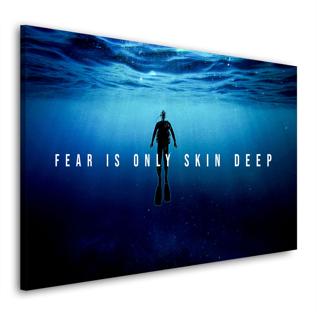 Quadro stampa su tela motivazionale Mindset Fear Is Only Skin Deep Dark Edition