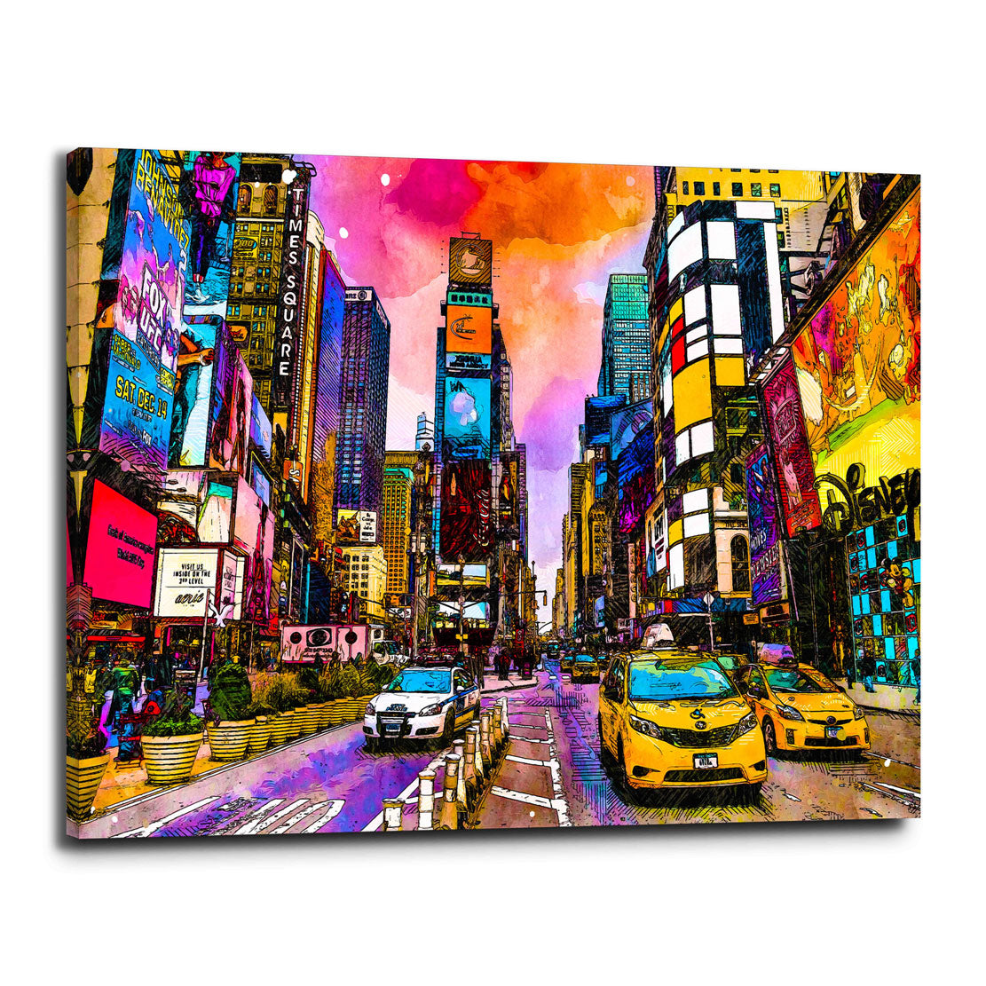 Quadro stampa su New York Times Square Colour Pop Art Style